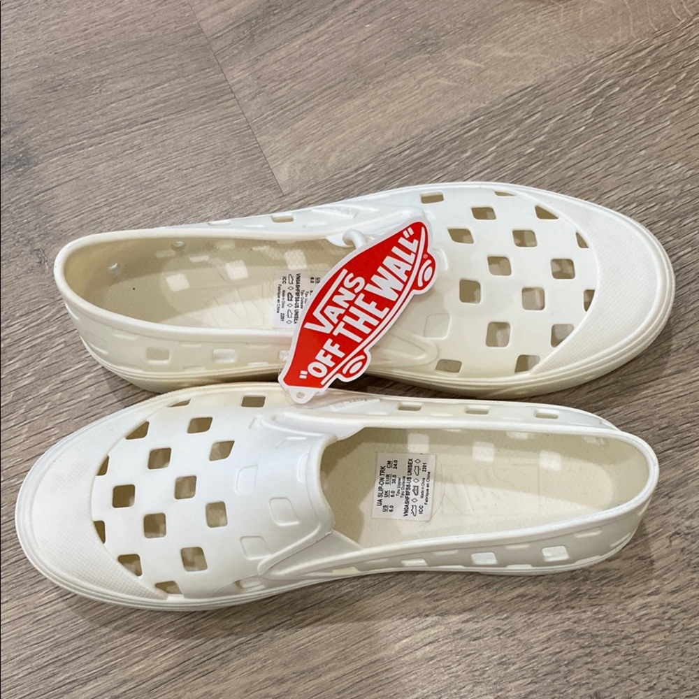 Vans White Slip-On Perforated Sneakers